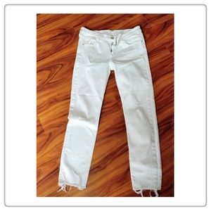 Zara White Distressed Denim Jeans